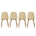thumbnail image 1 of Set of 4 Modern Armless Dining Chair Set with Molded Plastic Seat Shell and Solid Wooden Legs, Beige, 1 of 13