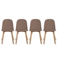 thumbnail image 1 of Set of 4 Modern Armless Dining Chair Set with Molded Plastic Seat Shell and Solid Wooden Legs, Brown, 1 of 12