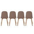 thumbnail image 1 of Set of 4 Modern Armless Dining Chair Set with Molded Plastic Seat Shell and Solid Wooden Legs, Brown, 1 of 12