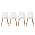 thumbnail image 1 of Set of 4 Modern Armless Dining Chair Set with Molded Plastic Seat Shell and Solid Wooden Legs, White, 1 of 12
