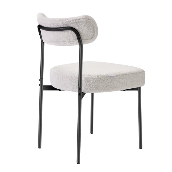 Set of 4 Modern Boucle Chairs - Curved Back Dining Chairs with Sturdy Metal Legs for Kitchen