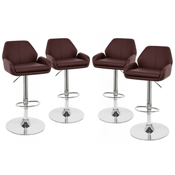 Set of 4 Modern Home Tesla "Leather" Contemporary Adjustable Height Counter/Bar Stool (Espresso)
