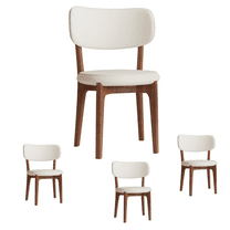 Set of 4 Modern PU Leather Dining Chairs, Kitchen Chairs with Solid Wood Legs for Dining Room, Comfortable Family Chairs (Orange)