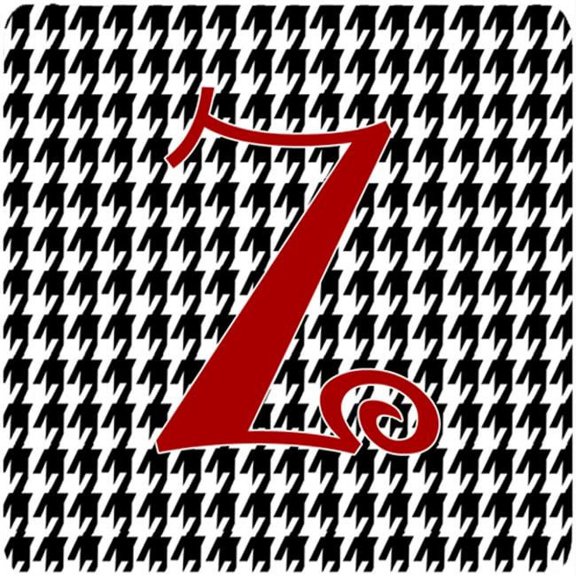 Set of 4 Monogram - Houndstooth Black Foam Coasters Initial Letter Z