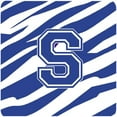 thumbnail image 1 of Set of 4 Monogram - Tiger Stripe Blue and White Foam Coasters Initial Letter S, 1 of 1