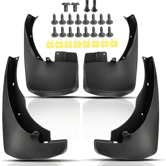 Set of 4 Mud Flaps Splash Guards Accessories Replacement for Nissan Frontier 2005-2015 Pickup 4-Door, Front and Rear LH RH, Black