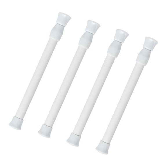 Set of 4 Never Slip Modifiable Curtain Rods Permanent PVC Design for Bathroom Window Treatments