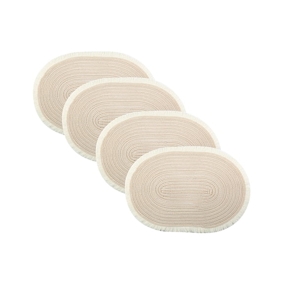 Tabletex Set of 4 Oval Placemats Heat-Resistant Table Mats Washable Non-Slip Dining Table Mats (Beige, 4)