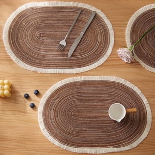 Tabletex Set of 4 Oval Placemats Heat-Resistant Table Mats Washable Non-Slip Dining Table Mats (Brown, 4)
