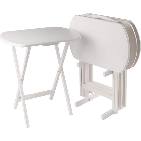 Set of 4 Oversized Foldable Snack Tables with Storage Rack, Portable Fold-Up Table Set for Kitchen, Living Room, TV Dining, Crafts, Puzzles
