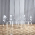 thumbnail image 1 of Set of 4 PP Plastic Dining Chairs with Metal Legs, Plastic Seat, Transparent, 1 of 9
