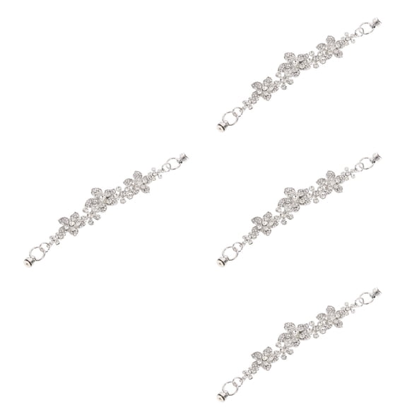 Set of 4 Phone Case Chain Decor Charms Rhinestones Bling Cellphone Silver