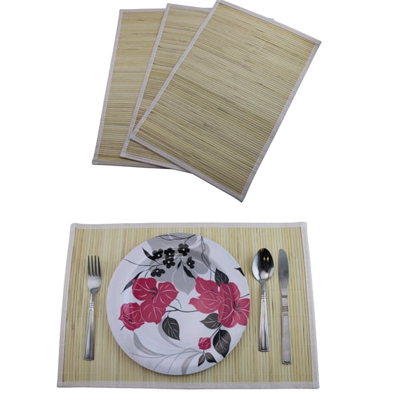 Set of 4 Piece Environmental Friendly Bamboo Table Placemats Natural