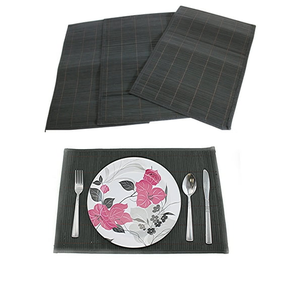 Set of 4 Piece Environmental Friendly Bamboo Table Rectangular Placemats Black