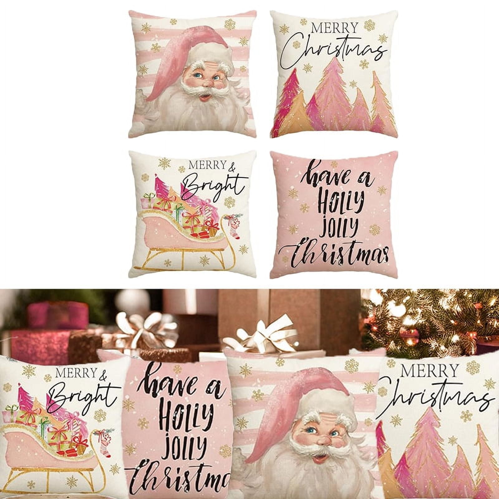 Pink christmas throw pillow discount