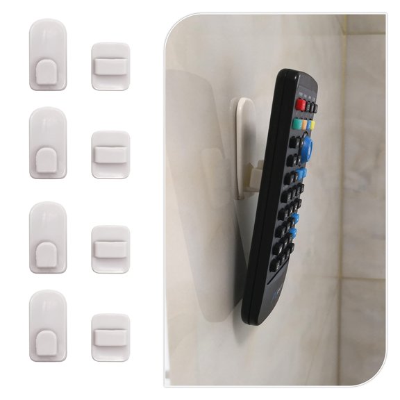 Set of 4 Plastic Wall Hooks for Remote Control Organizer