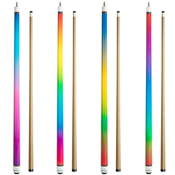 Set of 4 Pool Cues 57 inch Pool Cue Stick with 12.7mm Fiber Leather tip for Beginner, Commercial and Home Entertainment