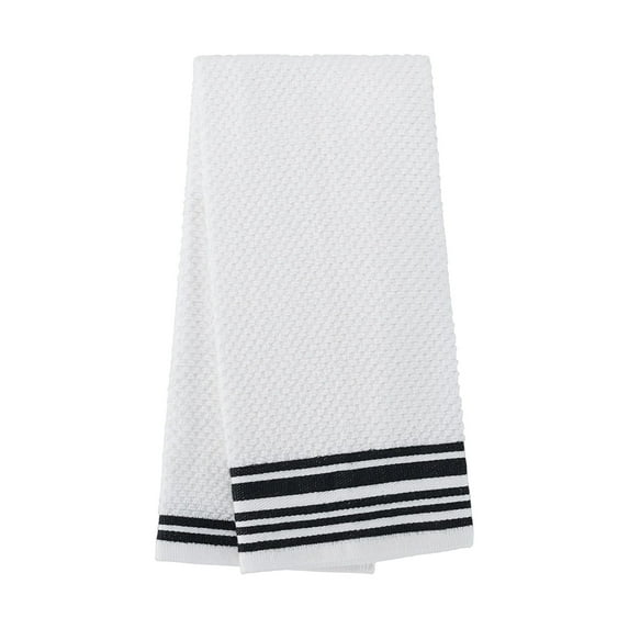 Set of 4 Premium Cotton Kitchen Towel Set Ultra-Absorbent, Durable, Soft Hand Towels with Black Stripes for Home & Restaurant Use(16 inch x 26 inch)