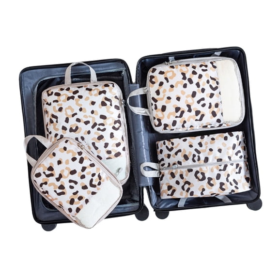Set of 4 Printing Compression Packing Cubes Sturdy Travel Packing Cubes With Practical Waterproof Polyester Materials