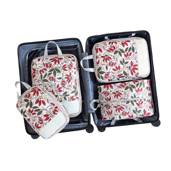 Set of 4 Printing Compression Packing Cubes Sturdy Travel Packing Cubes With Practical Waterproof Polyester Materials