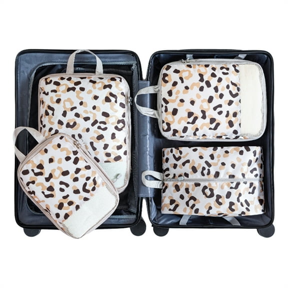 Set of 4 Printing Compression Packing Cubes Sturdy Travel Packing Cubes With Practical Waterproof Polyester Materials