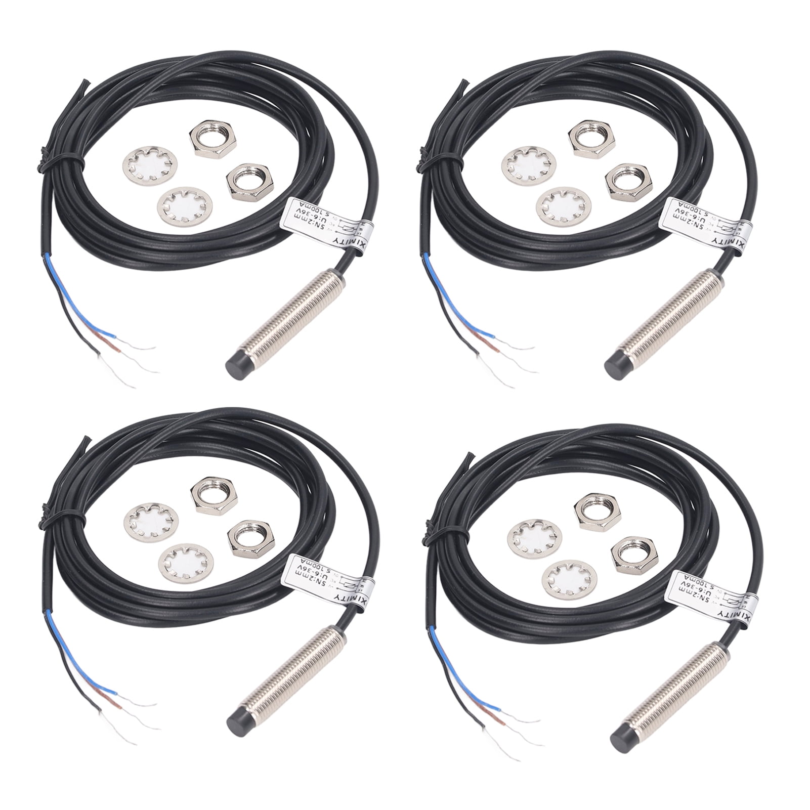 Set of 4 Proximity Sensors 8mm Dia, PNP 3-Wire, Normally Closed (NC ...