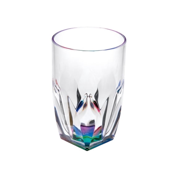 Set of 4 Rainbow Diamond Acrylic Tumblers, 17oz Unbreakable BPA-Free Highball Glasses for Poolside & Parties
