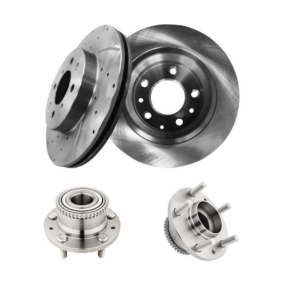 Set of 4 Rear 280mm Brake Disc Rotors-Wheel Hub Bearing Assembly For 2006-2011 Mercury Milan