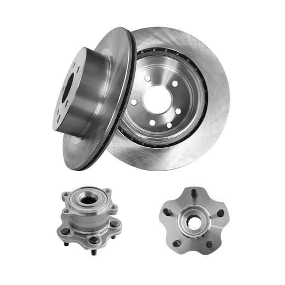 Set of 4 Rear 308mm Brake Disc Rotors-Wheel Hub Bearing Assembly For 2008-2012 Infiniti EX35