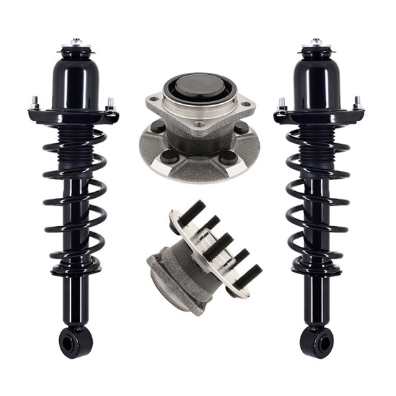 Set of 4 Rear Quick Complete Strut-Coil Spring Assembly-Wheel Hub Bearing Assembly For 2003-2008 Toyota Corolla Non-ABS