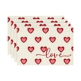 thumbnail image 1 of Set of 4 Rectangular Placemats with Heart and Bow Print Decorative Table Mats for Dining Kitchen Home Use, 1 of 3