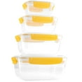 thumbnail image 1 of Superio Plastic Airtight Food Storage Containers, Set of 4 Sealed Clear Container Bowls with Lids, BPA Free, Rectangular, Yellow, 1 of 3
