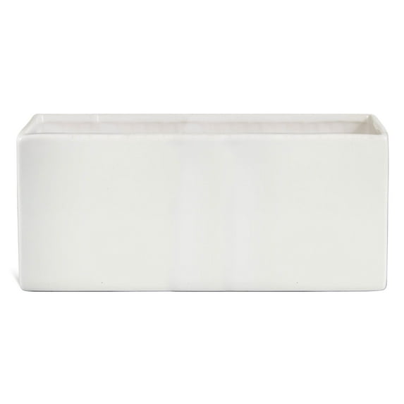 Set of 4 Rectangular White Glazed Planter