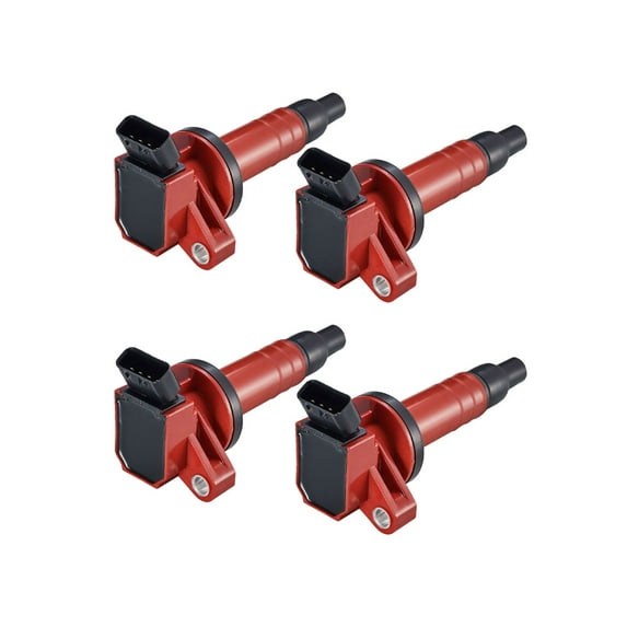 Set of 4 Red Color Ignition Coils Compatible with 2000-2005 Toyota Celica 1.8L L4 Replacement For UF247 C1249