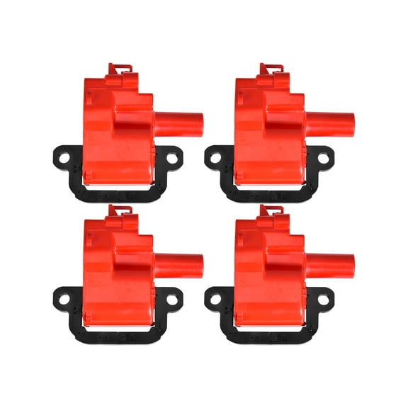Set of 4 Red Color Ignition Coils Compatible with 2001-2004 Chevrolet Corvette Z06 5.7L V8 Replacement for UF192 C1144