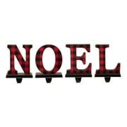 Set of 4 Red and Black Unique "NOEL" Christmas Stocking Holder, 6.75"