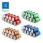 Set of 4 Refrigerator Organizer Bins Pop Soda Can Dispenser Beverage Holder for Fridge, Freezer, Kitchen, Countertops, Cabinets