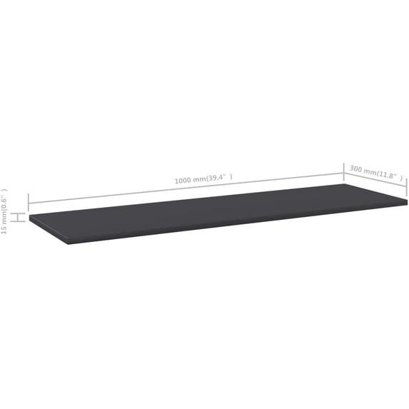 Set of 4 Replacement Bookshelf Panels - Engineered Wood, Gray, 39.4x11.8x0.6 Inches