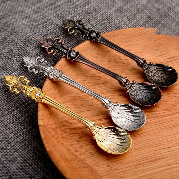 Set of 4 Retro Coffee Tea Mini Ice Cream Dessert Crystal Spoon Scoop, 4.5 Inch Long Sceptres