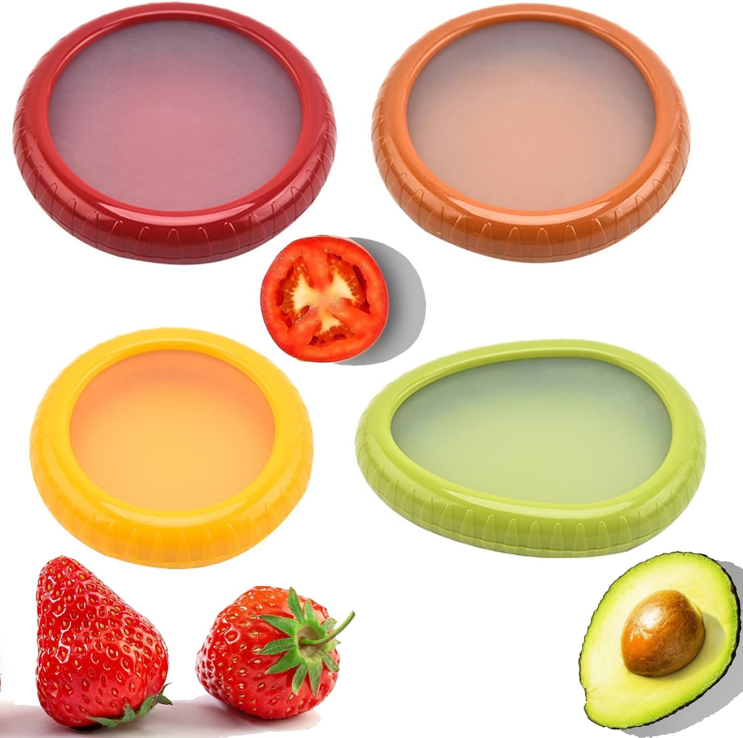Set of 4 Reusable Fruit and Veggie Savers - Ideal for Avocados ...