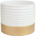 thumbnail image 1 of Set of 4 Ribbed White With Gold Base Planter, 1 of 1