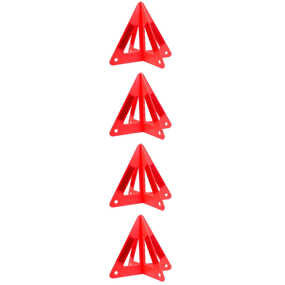 Set of 4 Roadside Reflective Triangles Warning for Cars Sign Red