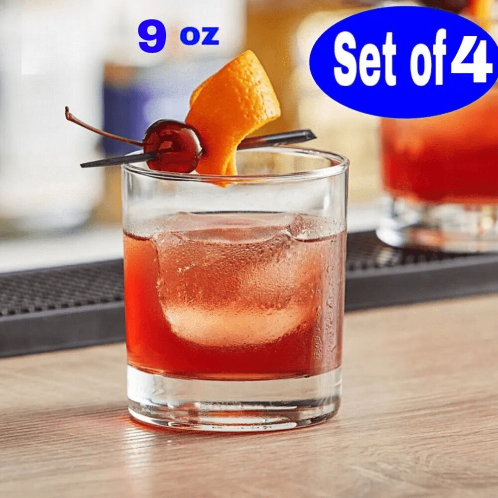 Set of 4 Rocks/Old Fashioned Glass Cocktail Tumbler Whiskey Cups 9 Oz