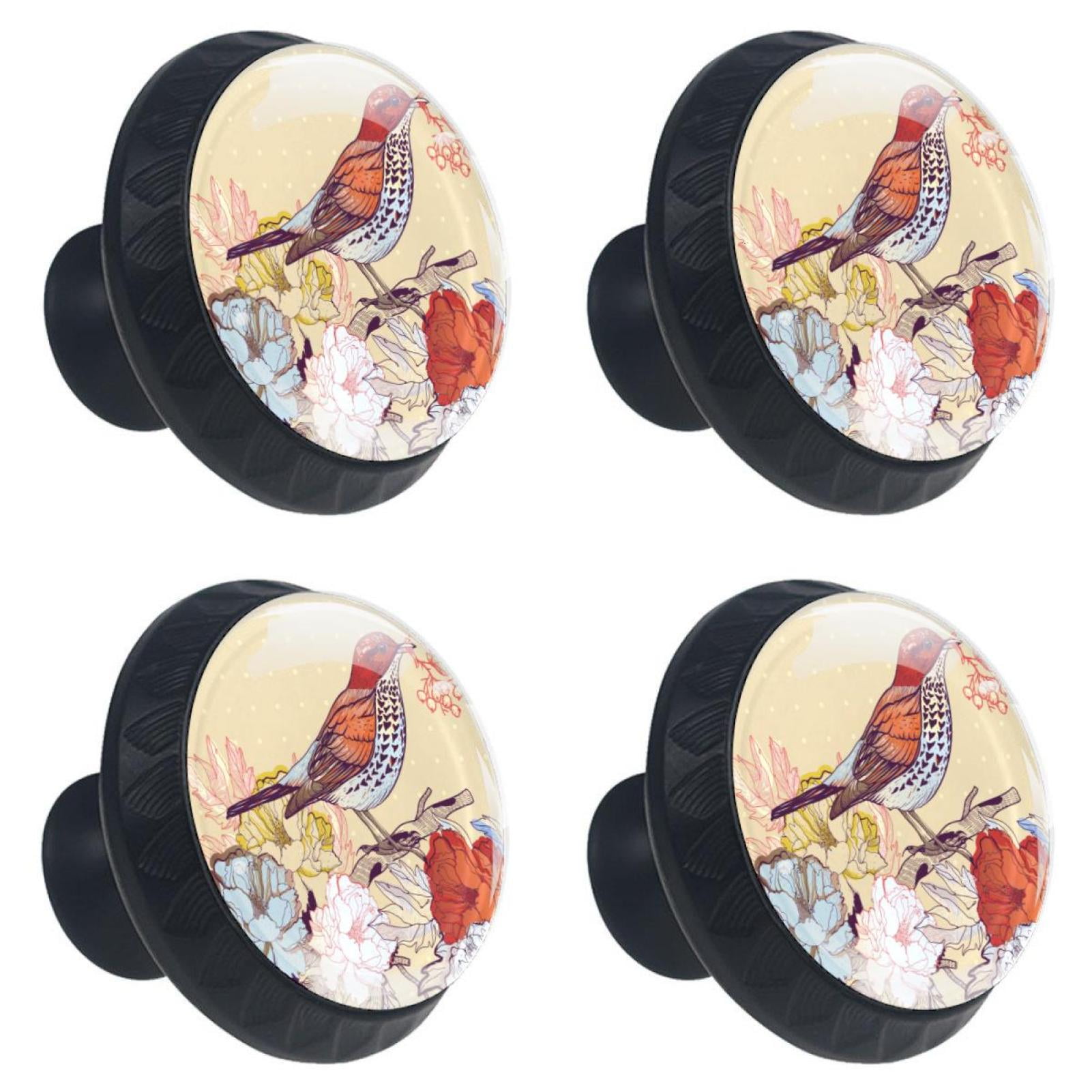 Set Of 4 Round Drawer Knobs Chinese Peony Cuckoo Bird - Walmart.com