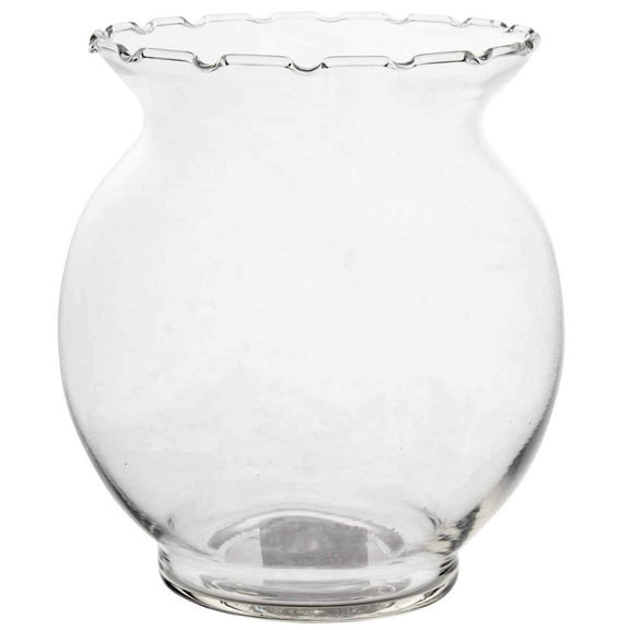 Set of 4 Ruffled Rim Glass Ivy Bowl Vase