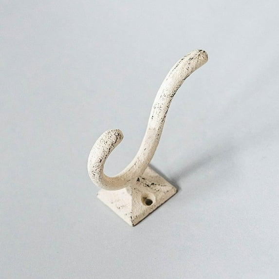 Set of 4 Rustic White Cast Iron Wall Hook