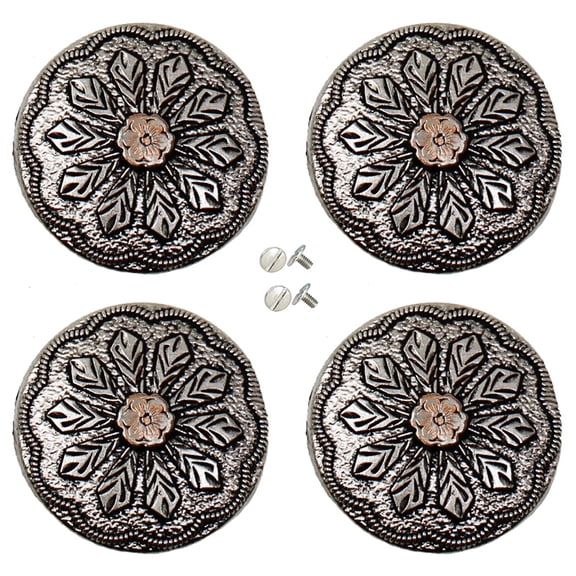 Set of 4 Screw Back Conchos Western Saddle Bridle 1-1/4" Floral Engraved Co588