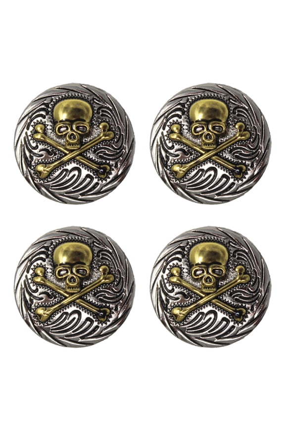 Set of 4 Screw Back Skull Conchos Western Saddle Tack Saddle Bridle Co613
