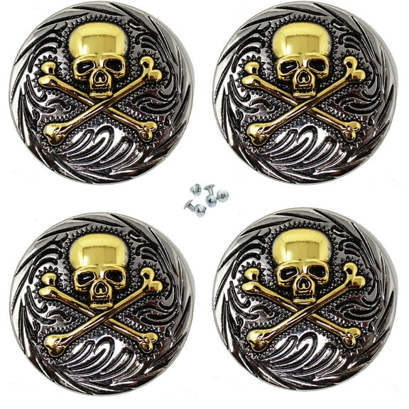 Set of 4 Screw Back Skull Conchos Western Saddle Bridle Co615