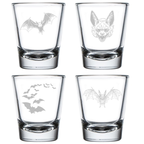 Set of 4 Shot Glasses 1.75oz Shot Glass Gift Bat Collection